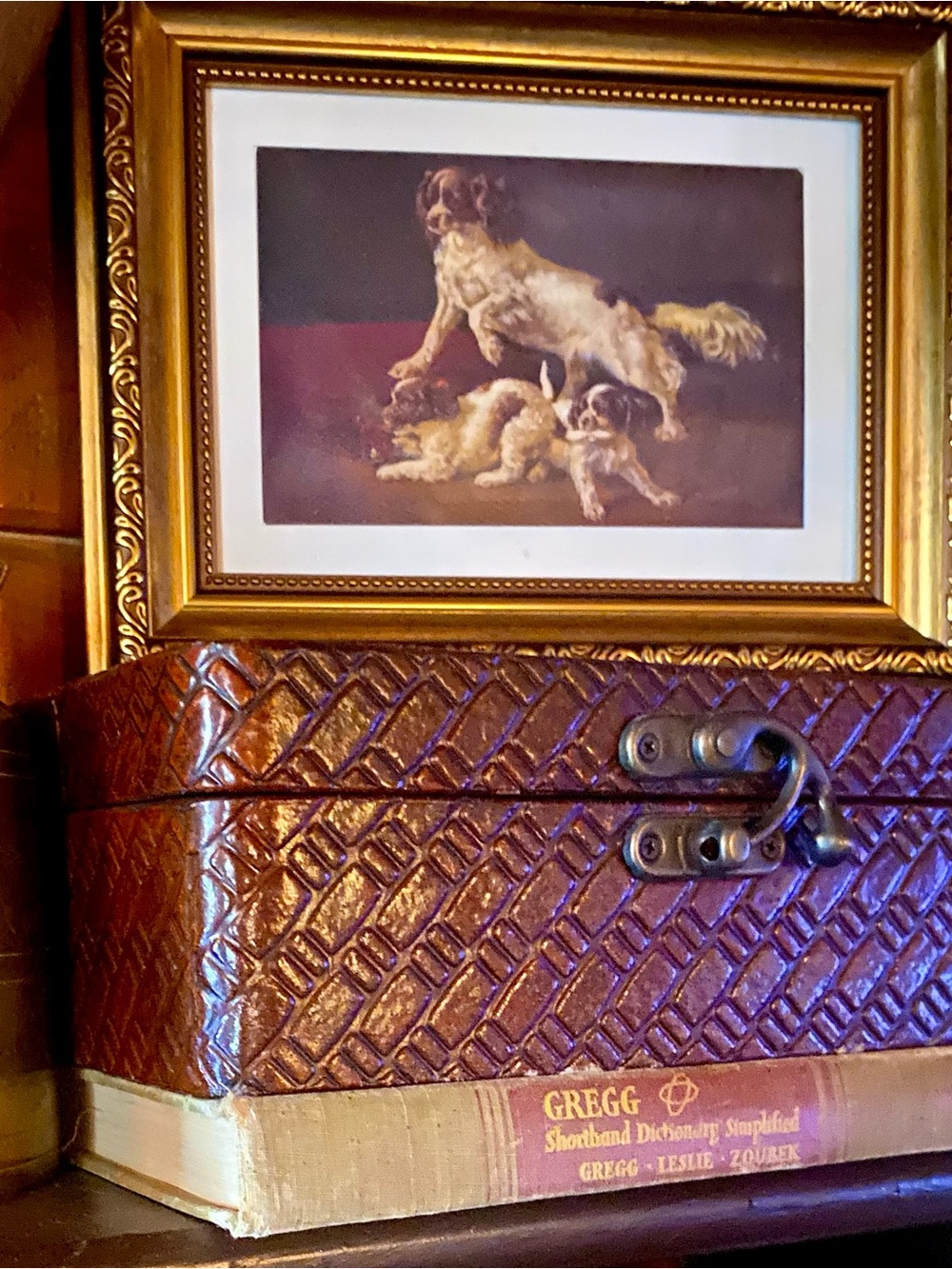 Spaniel Puppies at Play Framed Dog Art English Country Decor